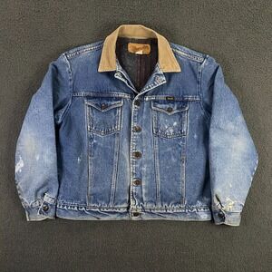 Vintage Wrangler Denim Trucker Jacket Mens 42 Blanket Lined Western M-159 USA